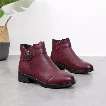 мода НОВЫЕ модные мягкие кожаные женские ботильоны на высоком каблуке с застежкой-молнией теплые меховые зимние ботинки для женщин больших размеров 2024 4 чёрный