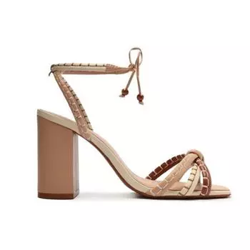 Мода Новая бразильская мода Роскошные переплетенные женские сандалии цветные дизайнерские брендовые женские туфли толстые с высоким каблуком сандалии женские 35 бежевый