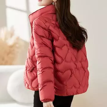 МОДА Новая китайская пряжка ретро китайский стиль короткий пуховик зима 2024 воротник стойка приталенный теплый Одежда M красный