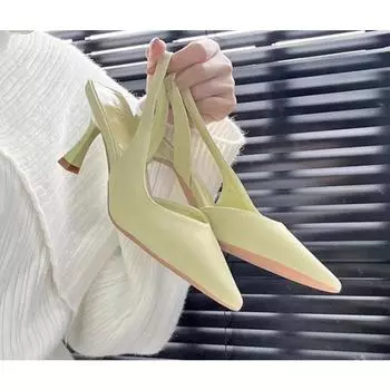 мода Новая мода женская обувь Фиолетовые летние закрытые сандалии для женщин Туфли-лодочки с острым носком Офисная рабочая обувь Высокие каблуки Тенденция Лучшее 35 бежевый