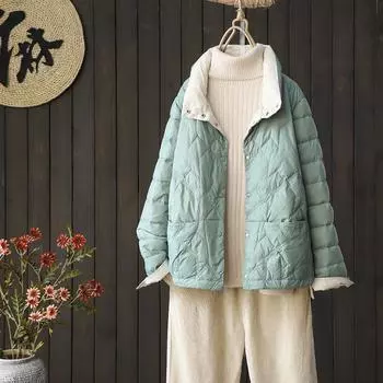 МОДА Новая модная высококачественная облегающая легкая куртка-пуховик женская короткая легкая теплая и зимняя куртка модная одежда L хаки