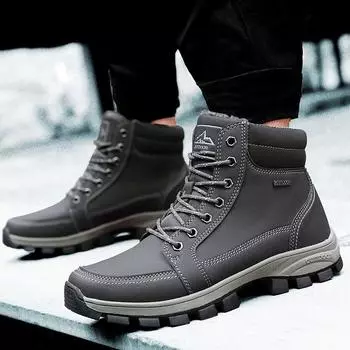 Мода Новая осень и зима Мужские сапоги Открытые доски и хлопок Высокий верх Короткие сапоги Мартин Сапоги 39 чёрный