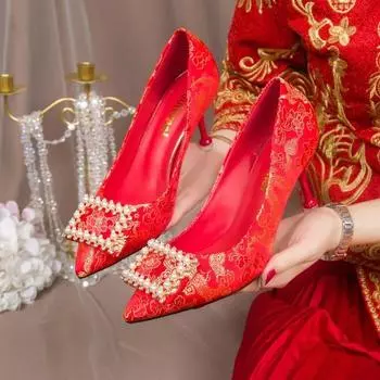 Мода Новая популярная тенденция моды женские туфли на высоком каблуке с тонким каблуком и острым носком для свадеб и невест туфли на высоком каблуке 34