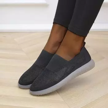 мода Новая весна женская обувь вязаные носки кроссовки женские туфли на плоской подошве повседневные дышащие кроссовки туфли на плоской подошве прогулочная обувь для женщин 35 бежевый