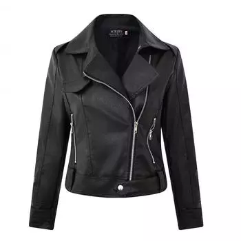 МОДА Новая женская кожаная одежда Велосипедные куртки Новая популярная одежда для бейсбола Кожаная одежда Одежда S чёрный