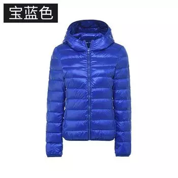МОДА Новая женская легкая куртка-пуховик с капюшоном, женская короткая однотонная, подлинная теплая модная женская одежда, тонкая куртка, одежда S шампанского