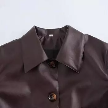 МОДА Новая женская одежда Простая универсальная одежда с короткими манжетами из спилковой кожи S красный