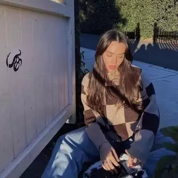 МОДА новая женская одежда темперамент повседневная одежда шахматный узор круглый вырез средние и длинные волосы Одежда average code