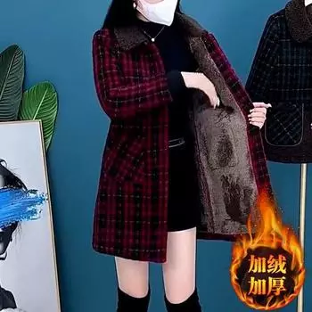 МОДА новое бархатное утолщенное пальто средней и длинной длины женский темпераментный тонкий атмосферный одежда для мам Одежда M темно-коричневого