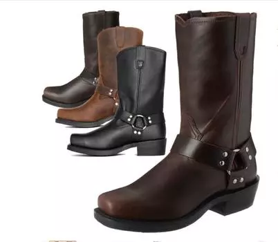 Мода Новые большие европейские и американские мужские ботинки обувь мужские ботинки высокие ботинки тренд мотоцикл мужская обувь 39 кофейный