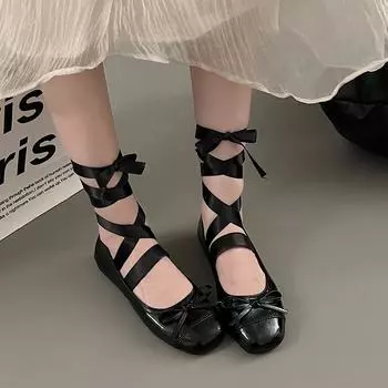 Мода Новые квадратные носки на низком каблуке Корейская обувь Универсальные оксфорды Женские повседневные кроссовки Женские туфли на плоской подошве Кожаная роскошная обувь 35 чёрный