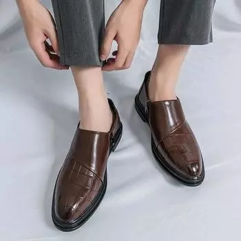 Мода Новые модели Классические ретро мужские лоферы Новое поступление Мужские туфли без застежек Кожаная мода для отдыха, вечеринок, прогулок на свежем воздухе 38 коричневый