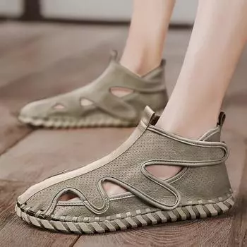 Мода Новые модели Летние дышащие мужские сандалии Удобные для отдыха на природе Стиль Вечеринка Пляж Прогулка модная и персонализированная мужская обувь 38 серый