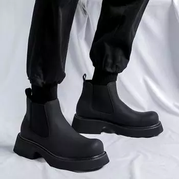 Мода Новые модные мужские высокие кожаные ботинки Модный минималистский дизайн в стиле вечеринки для отдыха мотоциклетные мужские ботинки на толстой подошве 38