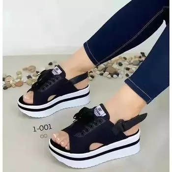 мода Новые модные женские босоножки на плоской подошве с открытым носком, повседневные босоножки на платформе, удобные дизайнерские босоножки на высоком каблуке для женщин, Zapatos De Mujer 36 чёрный