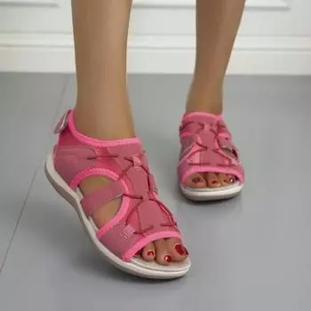 мода Новые модные женские сандалии на плоской подошве для отдыха на открытом воздухе с низким верхом и круглым носком повседневные спортивные удобные сандалии с открытым носком 35 синий