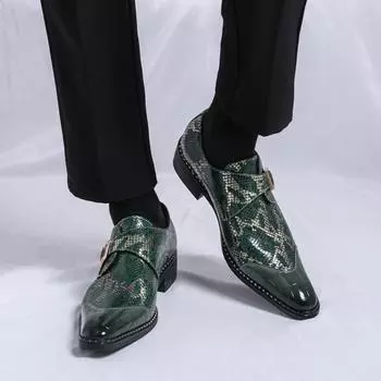 Мода Новые мужские кожаные туфли Модные с индивидуальным дизайном Стиль отдыха на открытом воздухе Тренд вечеринки Ночные клубы взрослые туфли больших размеров 38 чёрный