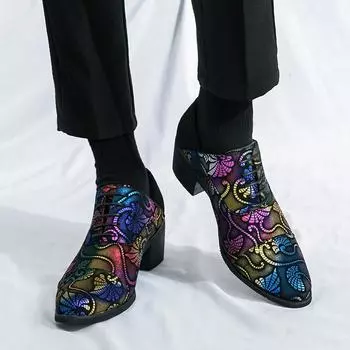 Мода Новые мужские туфли увеличивающие рост Мода имеет уникальный стиль Досуг Бизнес Вечеринка Ночные клубы взрослые мужские туфли Плюс Размер-46 38 золотой