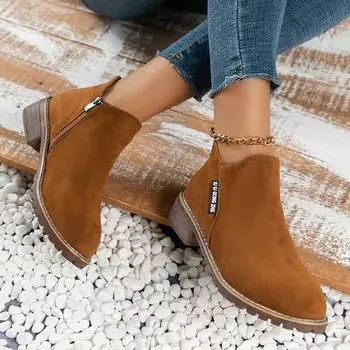 мода новые осенне-зимние ботинки Marten женские с боковой молнией ботильоны женские на низком каблуке низкие туфли для студента колледжа женский стиль 35