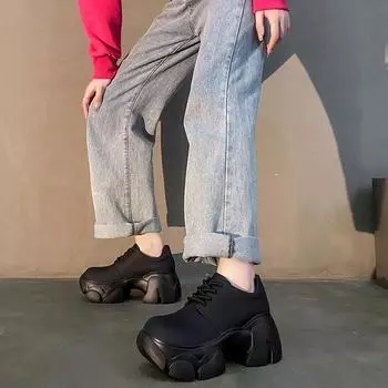 мода Новые осенние женские туфли Elevated Pine Толстая подошва Однотонные универсальные спортивные повседневные туфли Кроссовки на платформе Дизайнерская обувь 35 бежевый