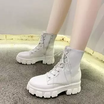 мода Новые полусапоги женские осень-зима модные женские ботинки челси на молнии Botas Mujer на шнуровке спортивные туфли на платформе и каблуке женские туфли 35 чёрный