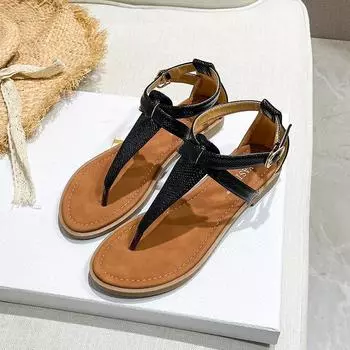 мода Новые римские элегантные летние женские сандалии на плоской подошве с застежкой-молнией для отдыха на пляже женские модные сандалии для женщин размера плюс 35-43 36 коричневый