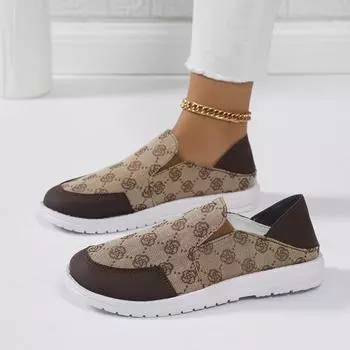 Мода Новые Роскошные Женские Повседневные Кроссовки Плоские Туфли Дышащие Мокасины На Платформе Слипоны Туфли Блестящие Кроссовки Для Прогулок Холщовые Туфли 36 чёрный