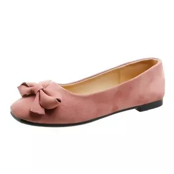 мода | Новые стильные туфли с квадратным носком и неглубоким вырезом, украшением в виде банта, однотонные модные туфли на мягкой подошве, удобные повседневные туфли на плоской подошве для женщин 35 чёрный