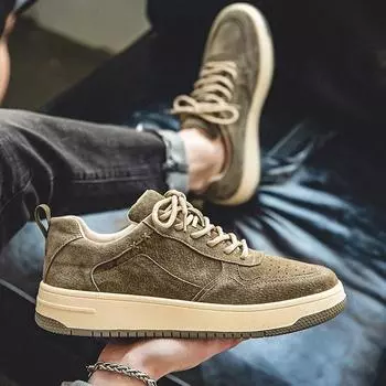 Мода Новые тенденции Повседневная кожаная обувь Дышащие мужские вулканизированные кроссовки Теннисные кроссовки класса люкс Удобные мужские кроссовки для ходьбы и бега 38 темно-коричневого