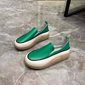 мода Новые толстые подошвы кроссовки женские спортивные модные повседневные беговые женские весенне-осенние дизайнерские туфли на плоской подошве круглые мокасины PU 35 чёрный