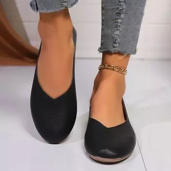 Мода Новые Весна/Осень Женские Туфли На Плоской Подошве С Заостренным Носком Для Женщин Туфли На Платформе Слипоны Повседневные Неглубокие Офисные Туфли Для Женщин 36 чёрный