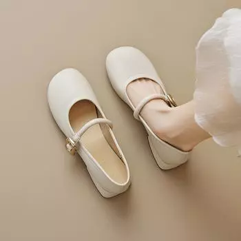 Мода Новые весенние и осенние модные женские туфли Корейский стиль Для вечеринок и работы Туфли на высоком каблуке Женская повседневная обувь Мэри Джейн Бесплатная доставка 35 чёрный