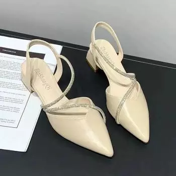Мода Новые женские модные удобные туфли на высоком каблуке женские туфли без застежек с острым носком со стразами сандалии Zapatillas Mujer 34