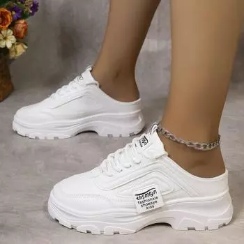 Мода Новые женские полутапочки кожаные балетки женские ретро низкие кроссовки сетчатые дышащие ленивые мокасины для ходьбы на открытом воздухе на платформе обувь 36 небесно-голубой