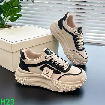 Мода Новые женские туфли Корейский выпуск Папины туфли Студентки Толстая подошва Спортивные туфли для бега Повседневная обувь Модные кроссовки 35 хаки