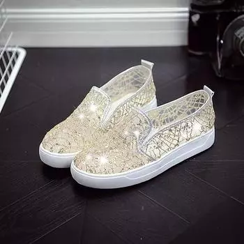 мода Новые женские туфли на плоской подошве повседневные туфли с блестками на платформе кроссовки женские слипоны из вулканизированного холста Zapatillas Mujer 458 4 жёлтый