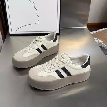 Мода Новые женские весенне-осенние новые модные повседневные туфли на шнуровке для женщин Удобные универсальные спортивные туфли для женщин 36 бежевый