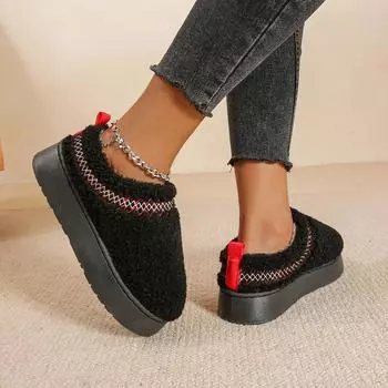 мода новые зимние сапоги женские зимние кашемировые теплые толстые подошвы без каблука покрытые волосами полутапочки хлопковые туфли женские тапочки 35 бежевый