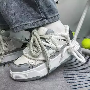 Мода Новый бренд Дизайн Женщины Мужчины Хлеб Обувь Широкая подошва Пары Унисекс Толстые кроссовки Хип-хоп Спортивная обувь 41 42 44 2024 36 синий