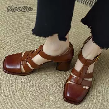 мода новый бренд женские босоножки на высоком каблуке летняя обувь 2024 мода квадратный носок вечерние туфли платье сексуальные свадебные туфли-лодочки Mujer Zapatillas 35 чёрный