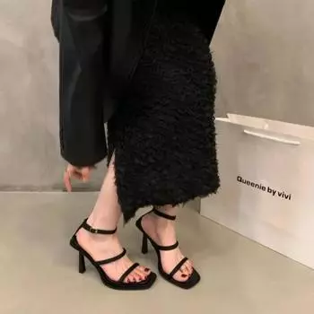 Мода Новый французский нишевый стиль высокого класса с сандалиями, летний стиль в стиле феи, минималистичные туфли на высоком каблуке, размер плюс 40 35