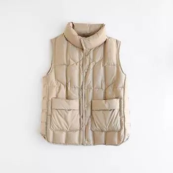 МОДА новый легкий и теплый бесшовный клееный белый утиный пух воротник стойка жилет женская безрукавка одежда S