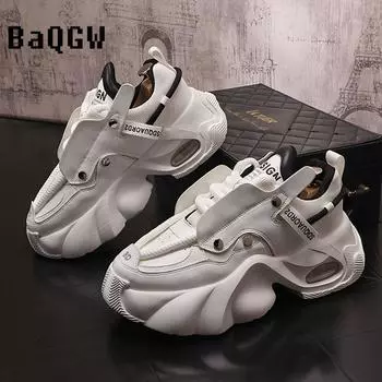 Мода Новый модный бренд дизайнер Whtie Толстая подошва Повседневная обувь для мужчин Плоские туфли Мокасины Спортивные прогулочные кроссовки Zapatos Hombre 39