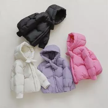 МОДА Новый национальный стандарт пуховая детская куртка короткая утолщенная одежда для хлеба средний детский шарф новая детская зимняя одежда 100cm чёрный