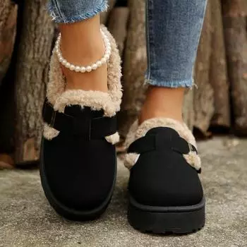 мода Новый стиль Небольшой носок Повседневная женская обувь Женская обувь Круглый носок Лоферы Мех Осень Новинка Осень и зима 36 чёрный