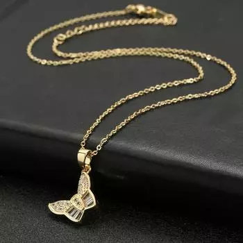 Мода Очарование Ювелирные Изделия Цирконий Цепь Бабочка Ожерелье Женщины золотой