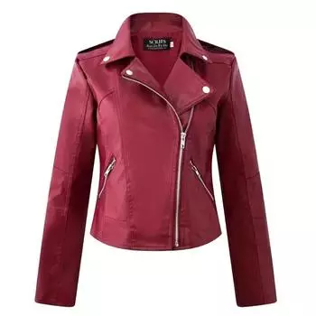 МОДА Одежда Новая женская версия Slim-fit Locomotive Clothing Кожаная одежда Толстая короткая куртка из искусственной кожи Одежда Одежда M чёрный