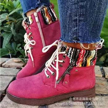 Мода осень и зима новые европейские и американские модные короткие сапоги больших размеров женские хлопковые сапоги шерстяные замшевые сапоги женские 35 синий