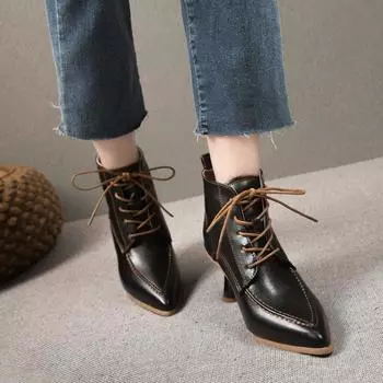 мода осень новые женские ботильоны зимние плюшевые бархатные остроносые ботинки челси на толстом каблуке для женщин платье женские туфли на каблуке 35 чёрный