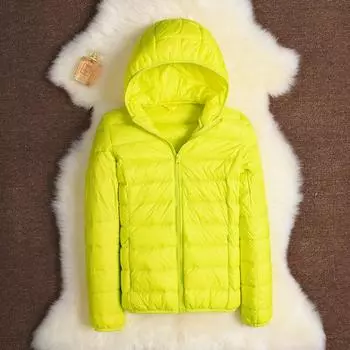 МОДА осень зима новая корейская версия тонкий тонкий портативный короткий легкий пуховик женская куртка с капюшоном большого размера S